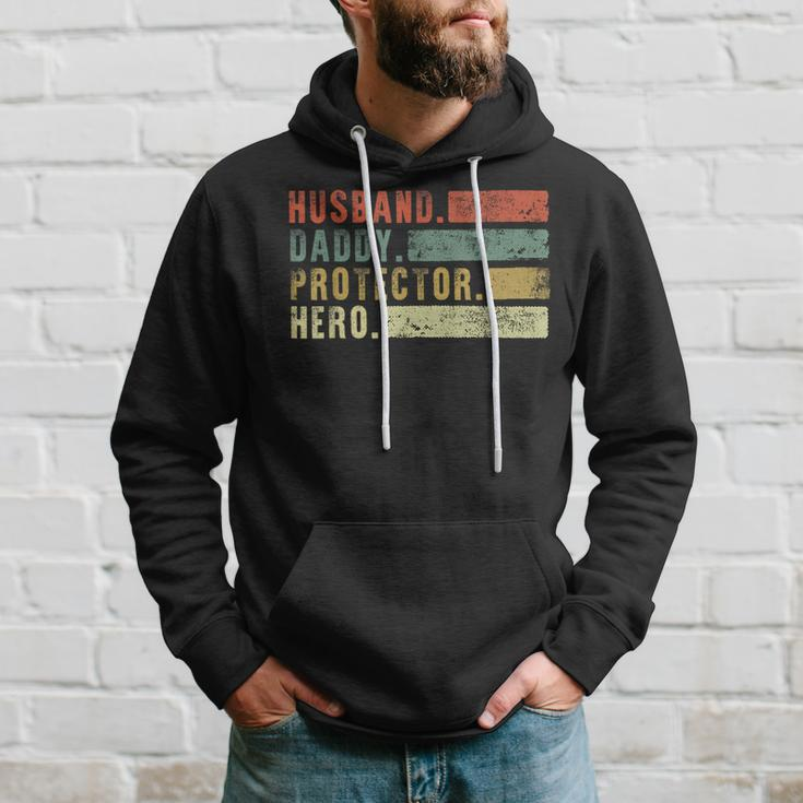 Retro Husband Daddy Protector Hero Fathers Day Dad Gift For Mens Hoodie Gifts for Him