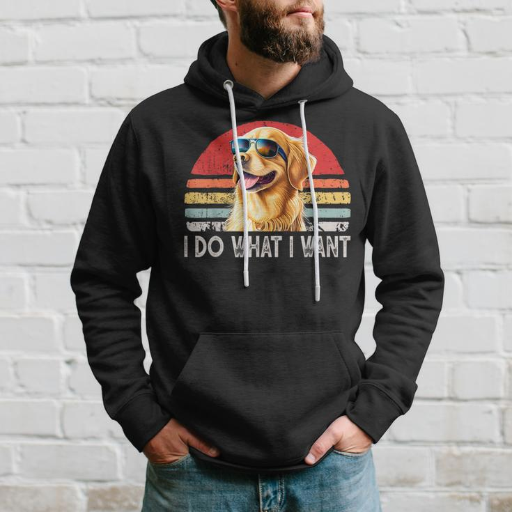 Retro I Do What I Want Funny Golden Retriever Lovers Hoodie Gifts for Him