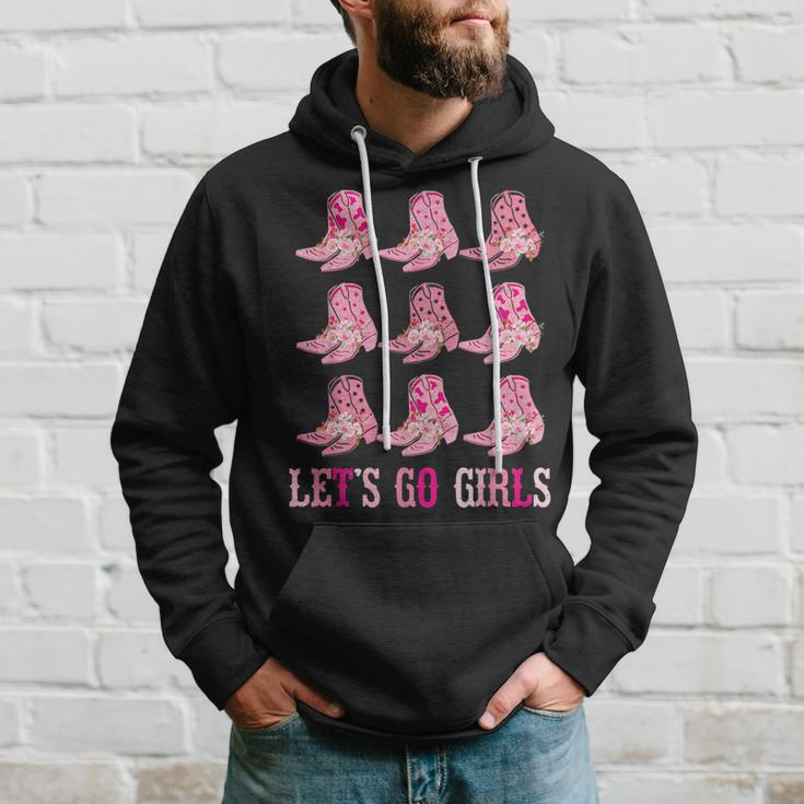 Retro Lets Go Girls Boot Pink Western Cowgirl Hoodie Gifts for Him