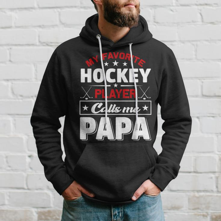 Retro My Favorite Hockey Player Calls Me Papa Fathers Day Hoodie Gifts for Him