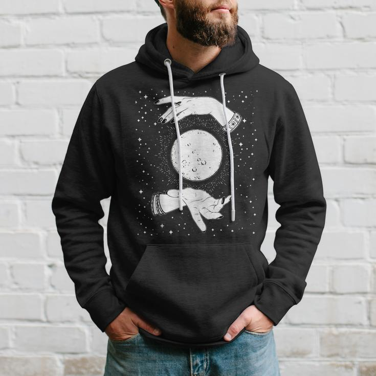 Retro Vintage Halloween Witchy Moon With Witch Hands & Stars Moon Funny Gifts Hoodie Gifts for Him