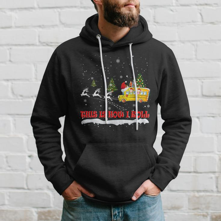 This Is How I Roll School Bus Driver Christmas Pajamas X-Mas Hoodie Gifts for Him