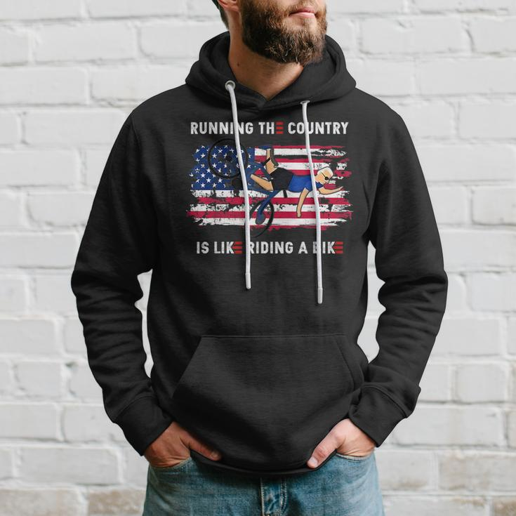 Running The Country Is Like Riding A Bike Funny Joe Biden Running Funny Gifts Hoodie Gifts for Him