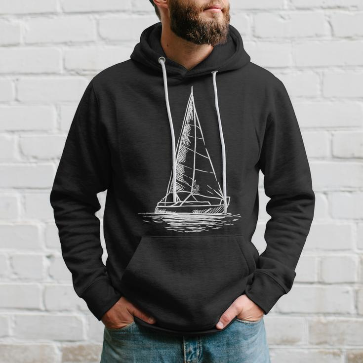 Sailor Boating Anchor Simple Line Drawing Sailboat Sailing Hoodie Gifts for Him