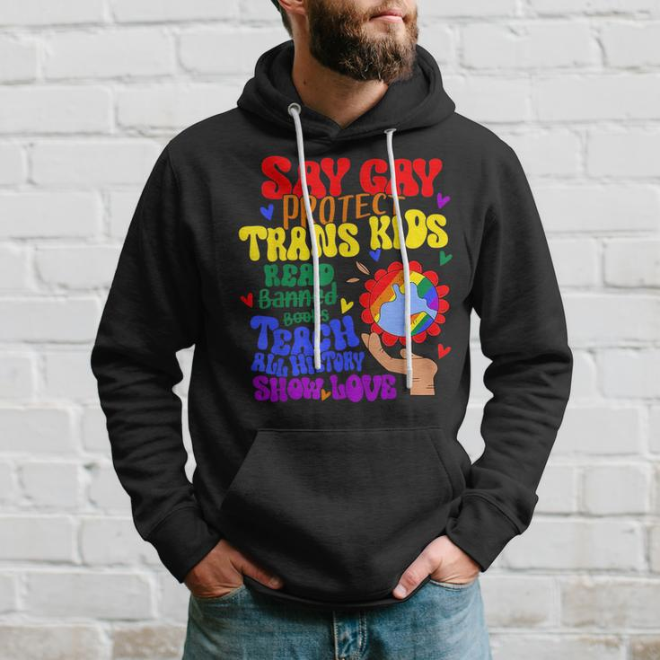 Say Gay Protect Trans Kids Read Banned Books Men Lgbt Pride Hoodie Gifts for Him