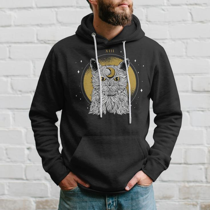 Scary Creepy Hairy Kitty Moon Astrology Hoodie Gifts for Him