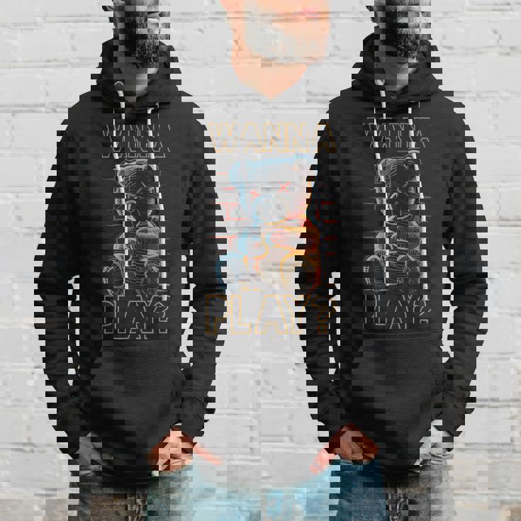 Scary Teddy Bear Toy Urban Style Wanna Play Teddy Bear Hoodie Gifts for Him