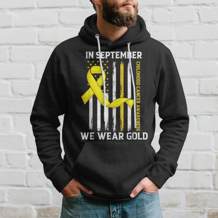 In September We Wear Gold Yellow Childhood Cancer Awareness Hoodie Gifts for Him