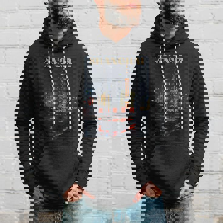 Shanghai Art China Vintage Travel Pearl Tower Hoodie Gifts for Him