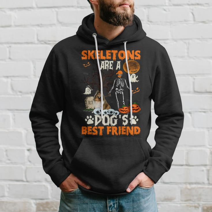Skeletons Shetland Sheepdog Is Friends Funny Halloween Hoodie Gifts for Him