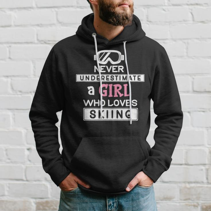 Skiing Girl Never Underestimate A Ski Girl Skiing Funny Gifts Hoodie Gifts for Him