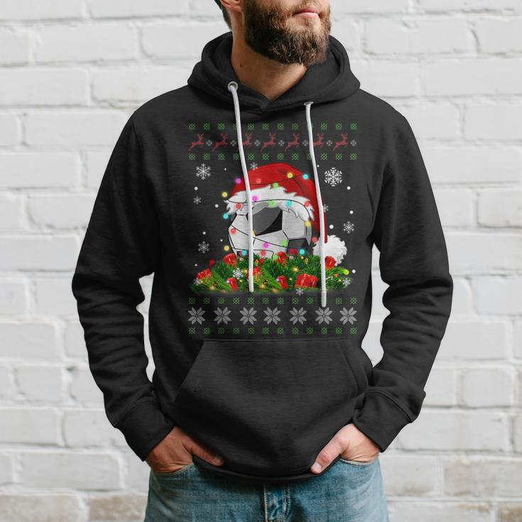 Soccer Ugly Sweater Christmas Pajama Lights Sport Lover Hoodie Gifts for Him