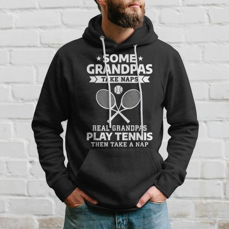 Some Grandpas Take Naps Real Grandpas Play Tennis Hoodie Gifts for Him