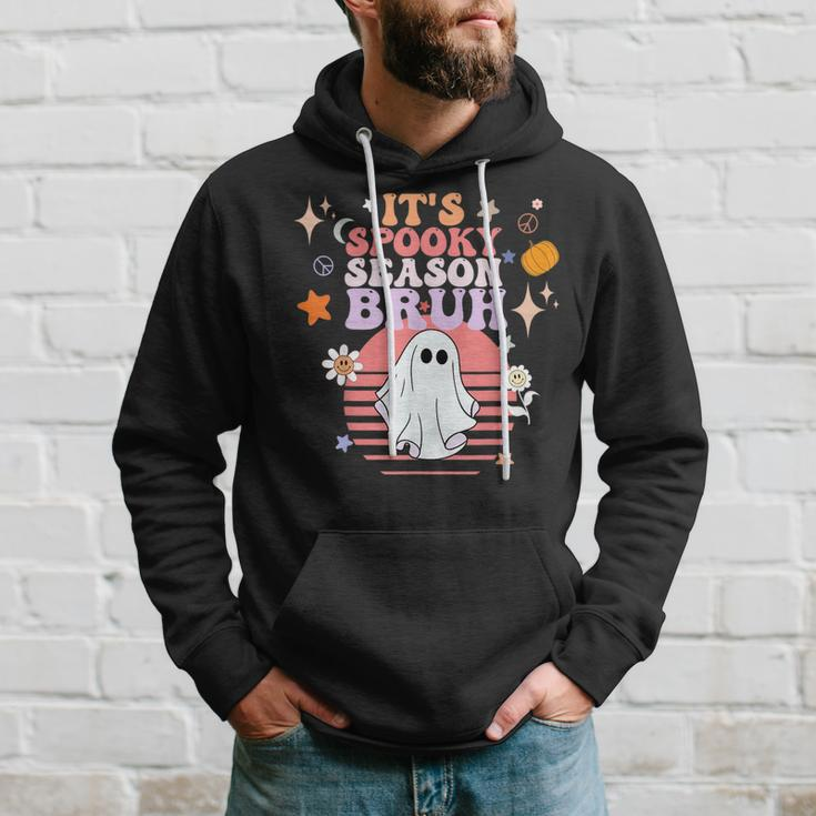 Spooky Season Bruh Retro Halloween Ghost Spooky 70S Groovy 70S Vintage Designs Funny Gifts Hoodie Gifts for Him