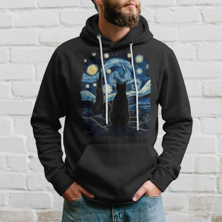 Starry Night Inspired Cat Cat Hoodie Gifts for Him