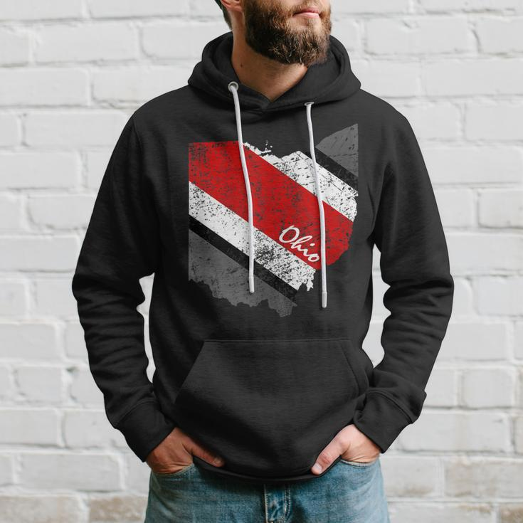 State Of Ohio Pride Striped Silhouette Vintage Graphic Hoodie Gifts for Him