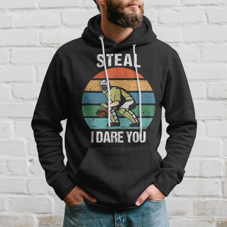 Steal I Dare You Retro Vintage Baseball Funny Quote Gift Hoodie Gifts for Him
