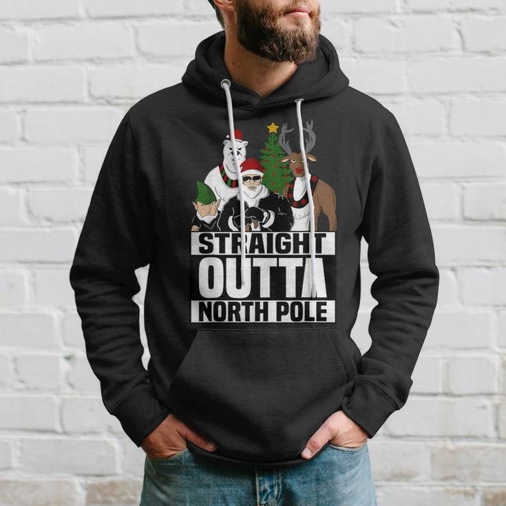 Straight Outta North Pole Christmas Pajama Hoodie Gifts for Him