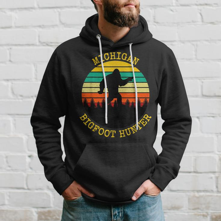 Sunset Bigfoot Big Foot In Forest Michigan Bigfoot Hunter Hoodie Gifts for Him
