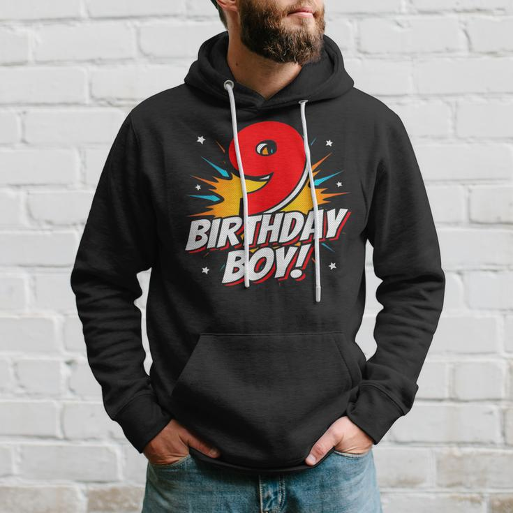 Superhero Birthday Boy Party 9 Year Old 9Th Birthday Hoodie Gifts for Him