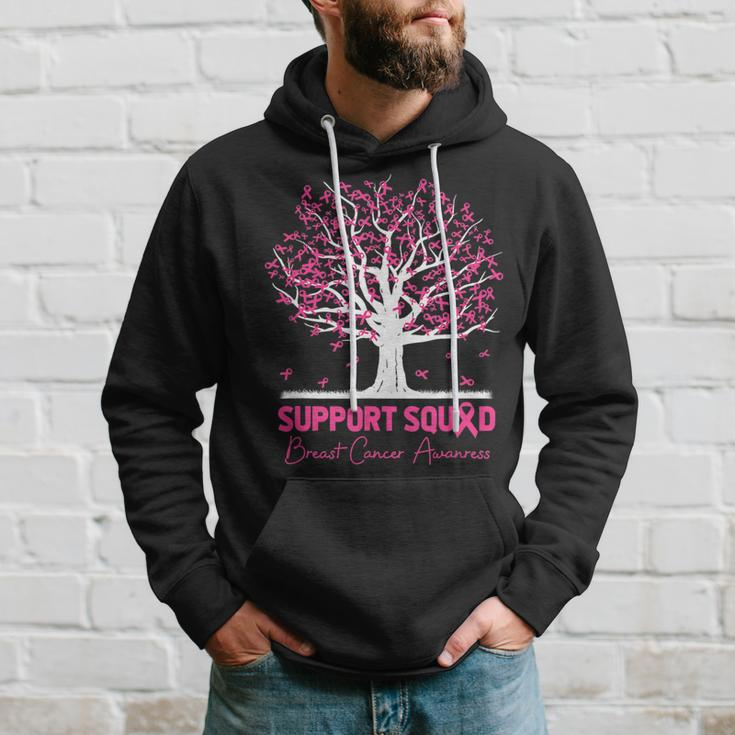 Support Squad Breast Cancer Awareness Fall Tree Pink Ribbon Breast Cancer Awareness Funny Gifts Hoodie Gifts for Him