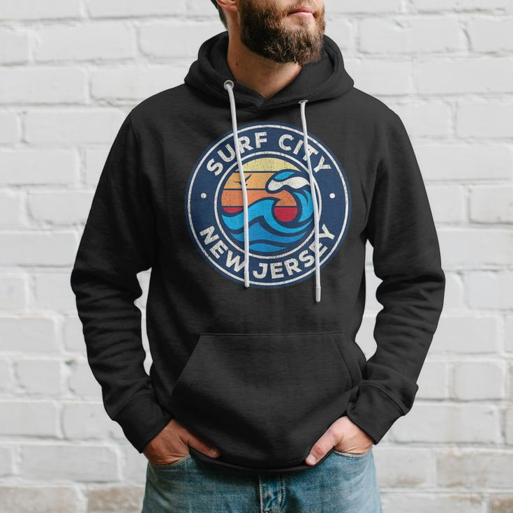 Surf City New Jersey Nj Vintage Nautical Waves Hoodie Gifts for Him