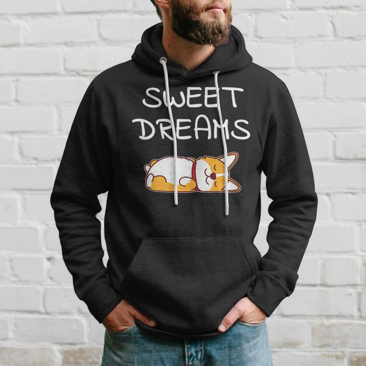 Sweet Dreams Sleeping Corgi Dog Quote Pajamas For Bedtime Hoodie Gifts for Him