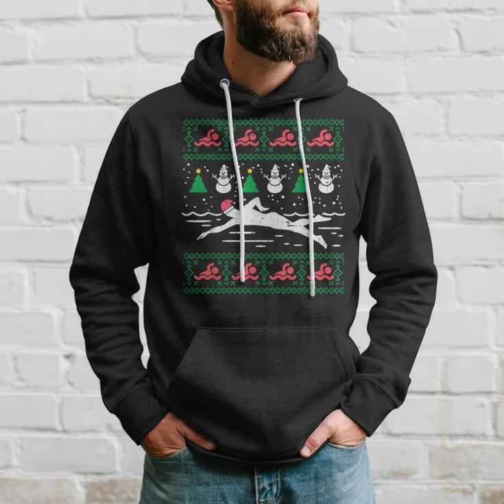 Swimmin Santa Ugly Christmas Sweater Sport Swim Swimmer Hoodie Gifts for Him