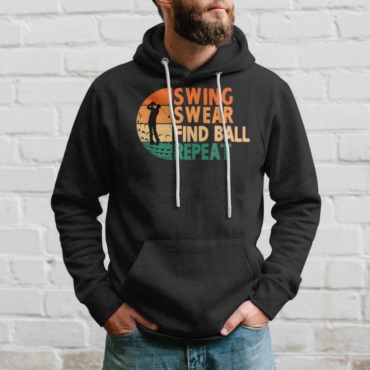 Swing Swear Find Ball Repeat Golf Golfing Golfer Funny Hoodie Gifts for Him