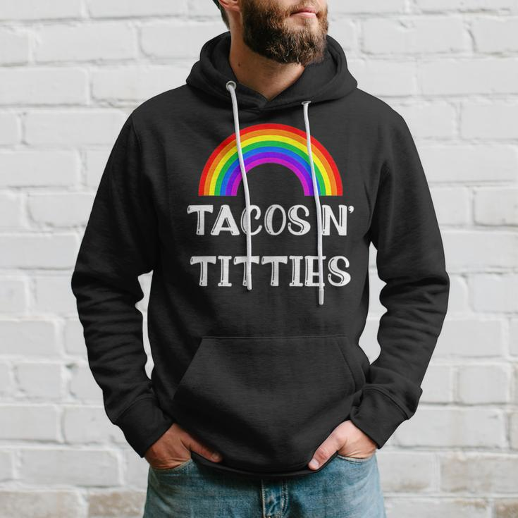Tacos And Titties Funny Lgbt Gay Pride Gifts Lesbian Lgbtq Tacos Funny Gifts Hoodie Gifts for Him