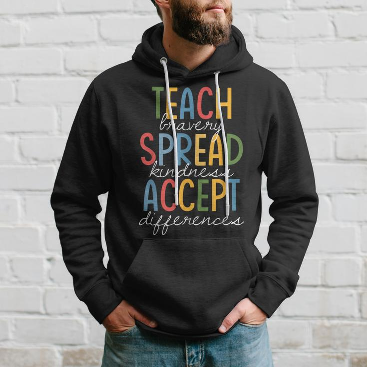 Teach Bravery Spread Kindness Accept Differences Autism Hoodie Gifts for Him
