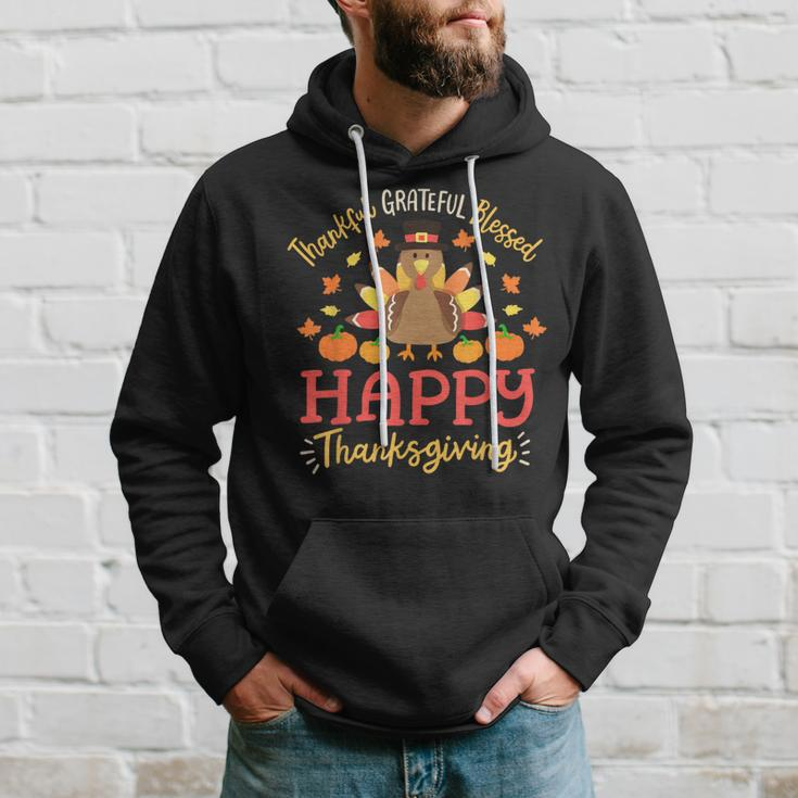 Thankful Grateful Blessed Happy Thanksgiving Turkey Gobble Hoodie Gifts for Him