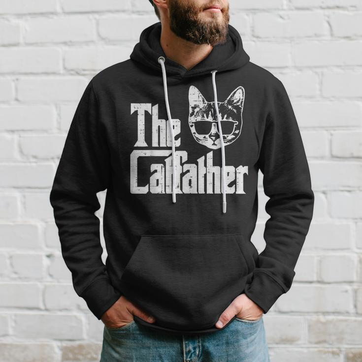 The Catfather Funny Cat Dad Fathers Day Movie Pun Papa Men Hoodie Gifts for Him