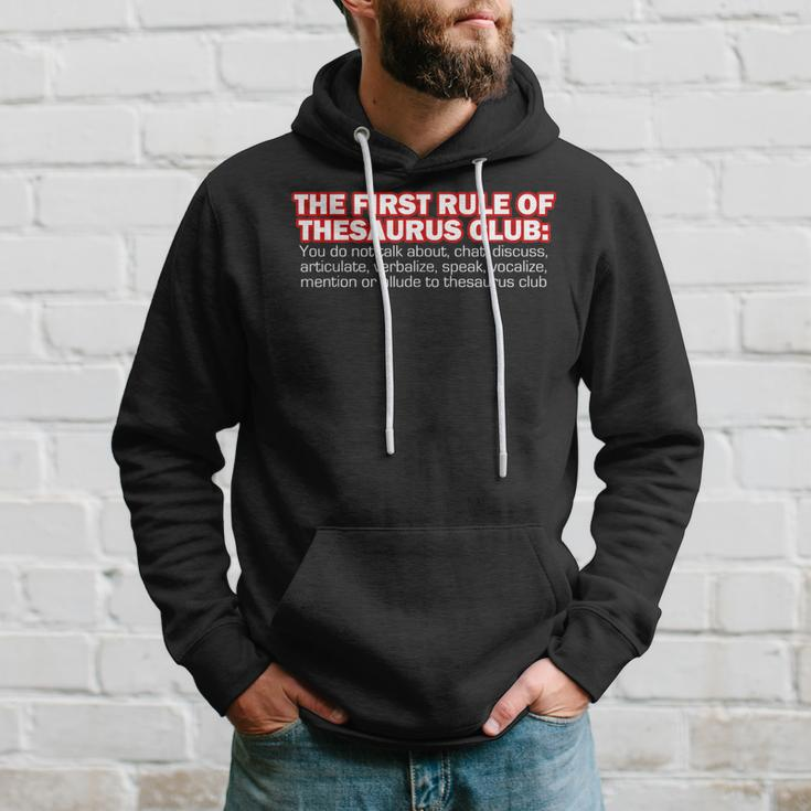 The First Rule Of Thesaurus Club Funny Meme Meme Funny Gifts Hoodie Gifts for Him