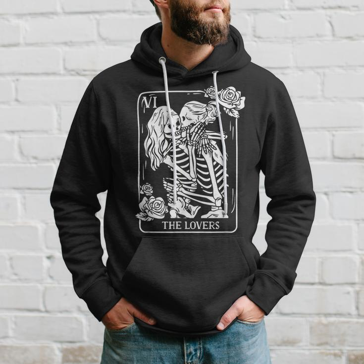 The Lovers Tarot Card Occult Goth Kissing Lesbian Skeleton Hoodie Gifts for Him