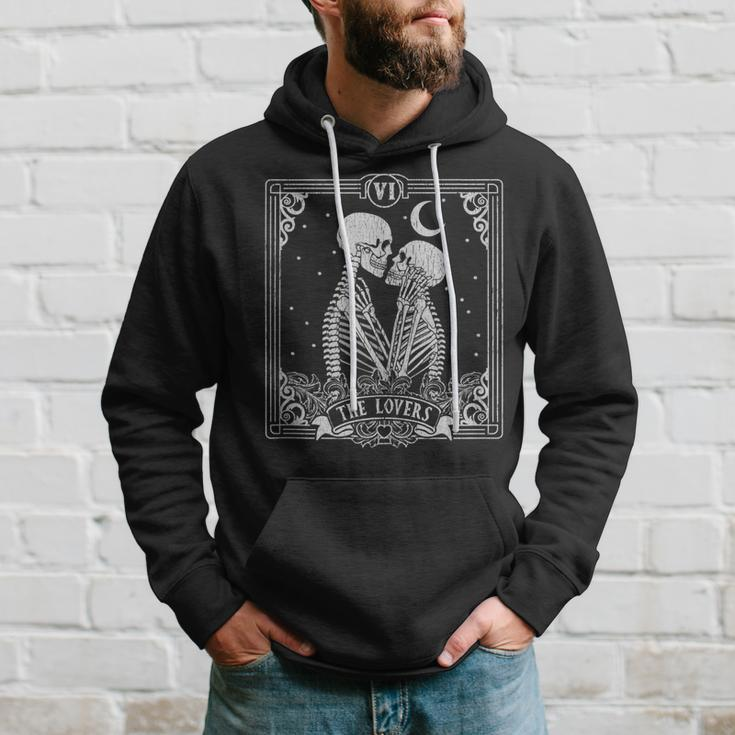 The Lovers Tarot Card Skeleton Halloween Occult Vintage Tarot Funny Gifts Hoodie Gifts for Him