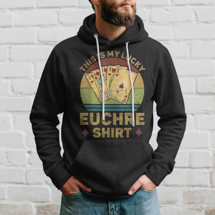 This Is My Lucky Euchre Vintage Funny Euchre Card Game Hoodie Gifts for Him