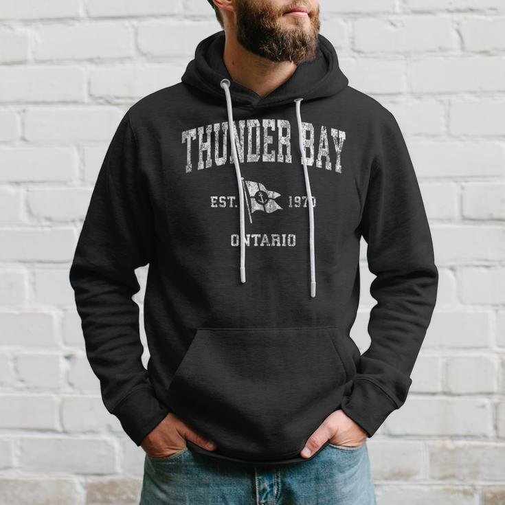 Thunder Bay Canada Vintage Nautical Boat Anchor Flag Sports Hoodie Gifts for Him