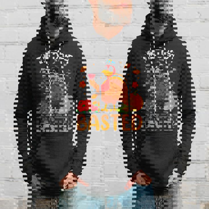 Time To Get Basted Cool Turkey Thanksgiving Drinking Hoodie Gifts for Him