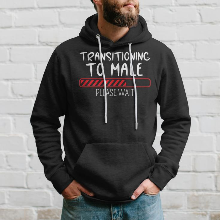 Transitioning To Male Please Wait Funny Transgender Ftm Hoodie Gifts for Him