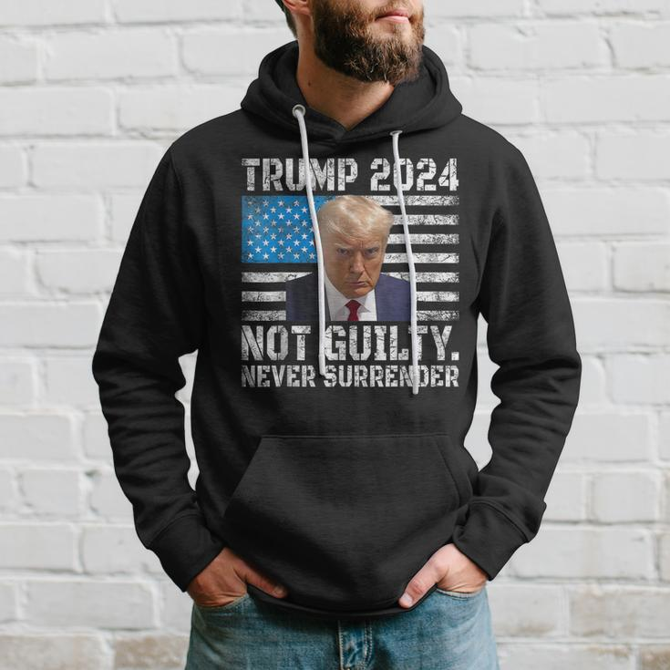 Trump 2024 Shot Never Surrender Us Flag Vintage Hoodie Gifts for Him