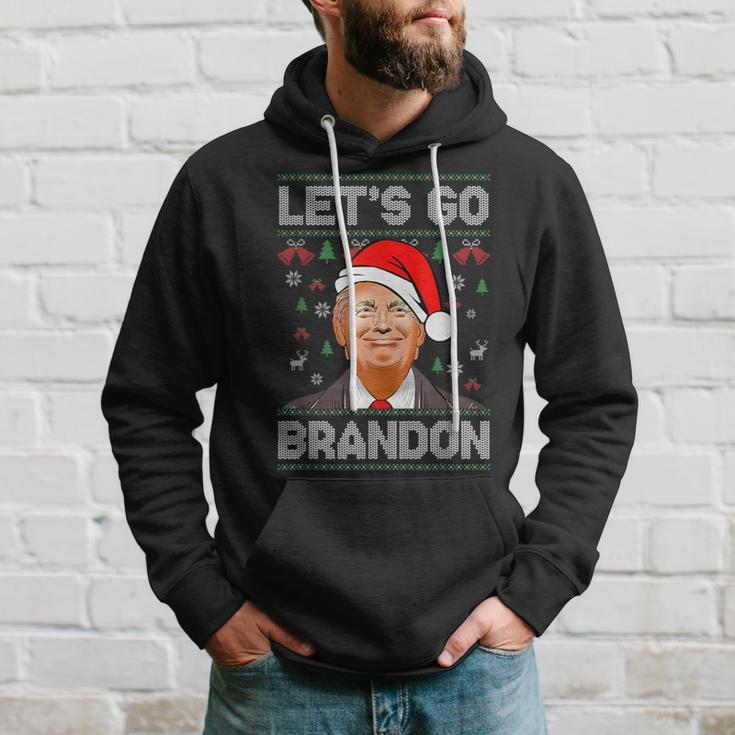 Trump Ugly Christmas Sweater Let's Go Bradon Meme Xmas Hoodie Gifts for Him