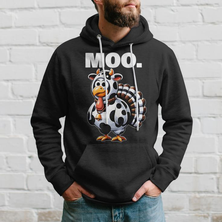 Turkey Moo Thanksgiving Hoodie Gifts for Him