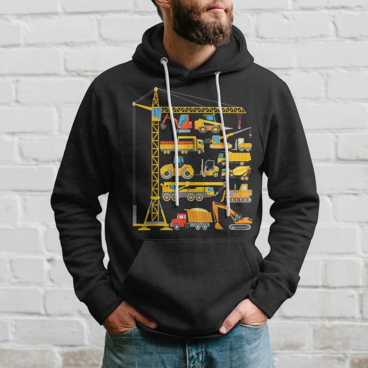 Types Of Construction Excavator Bulldozer Truck Crane Hoodie Gifts for Him