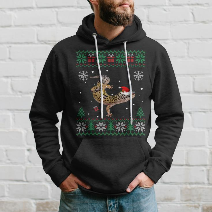 Ugly Christmas Pajama Sweater Leopard Gecko Animals Lover Hoodie Gifts for Him