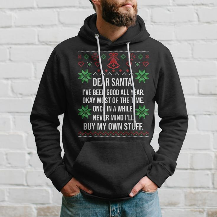 Ugly Christmas Sweater Dear Santa Claus Wish List Hoodie Gifts for Him