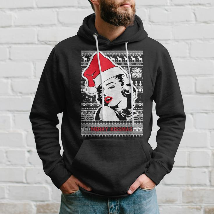 Ugly Christmas Sweater Style Merry Kissmas Hoodie Gifts for Him