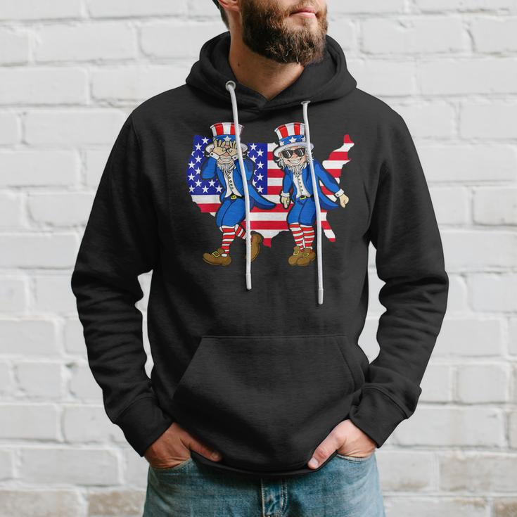 Uncle Sam Griddy 4Th Of July Usa Map Flag Independence Day Hoodie Gifts for Him
