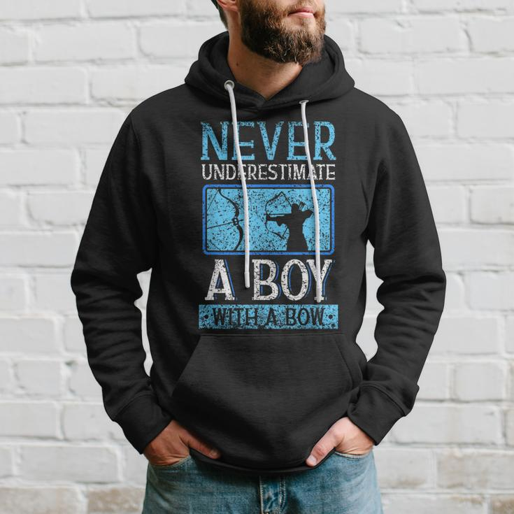 Never Underestimate A Boy With A Bow Arrow Archery Archer Hoodie Gifts for Him