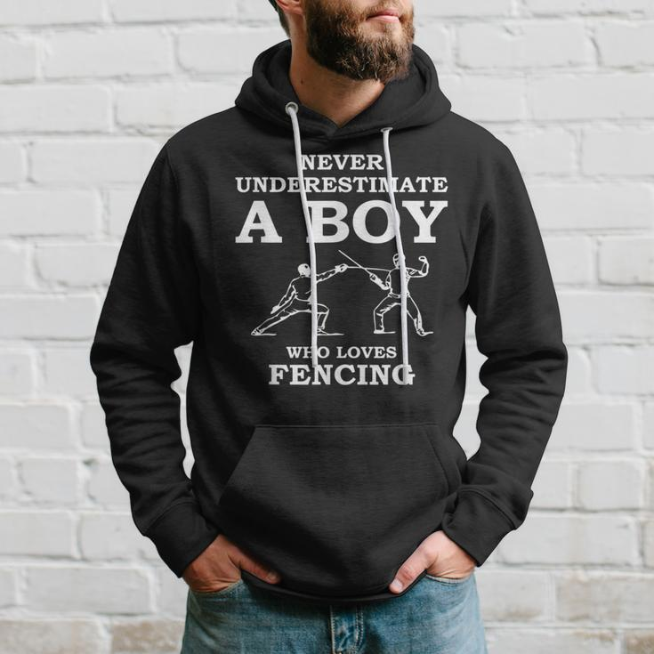 Never Underestimate A Boy Who Loves Fencing Hoodie Gifts for Him